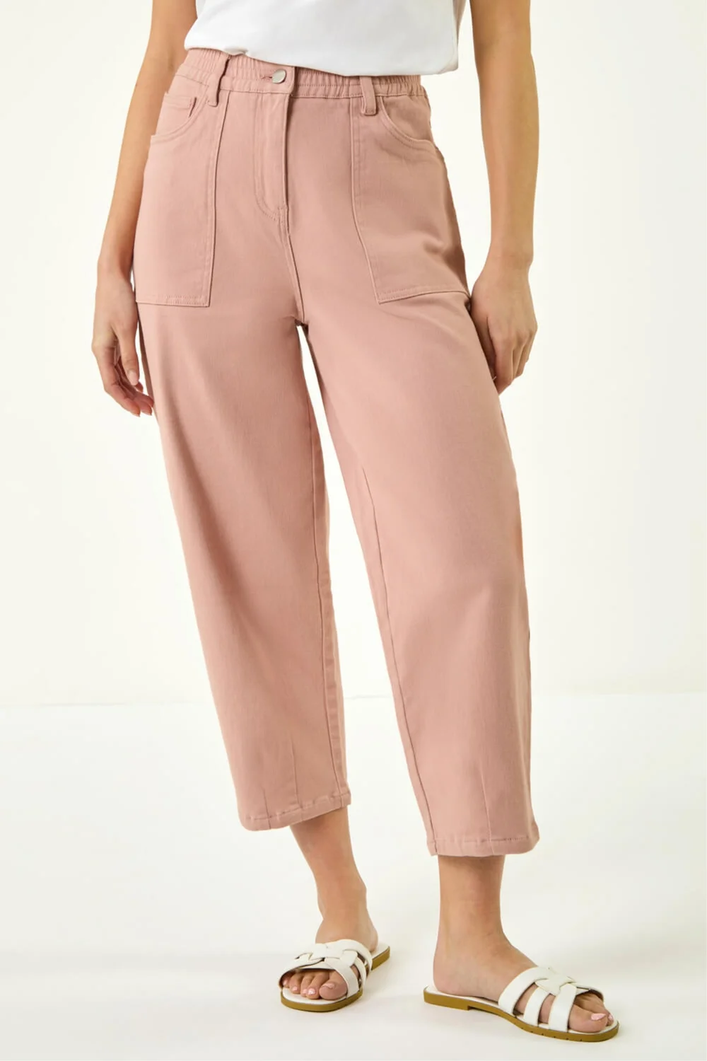 Roman Light Pink Petite Pocket Front Cropped Jeans - 16 Image 4