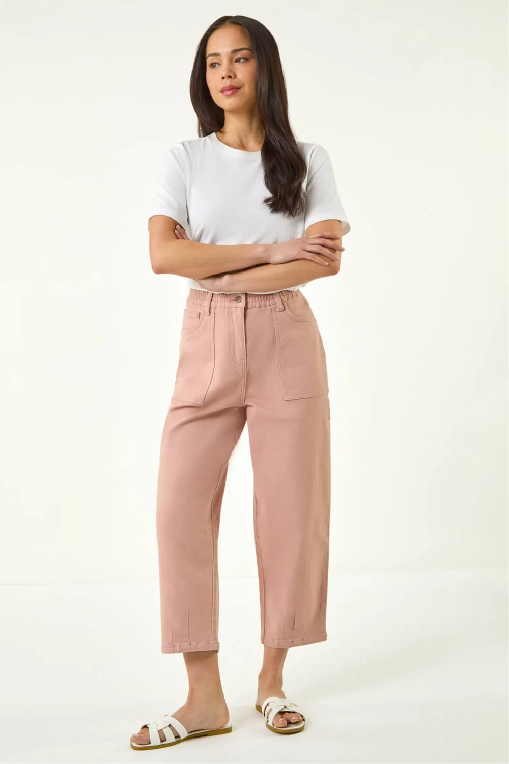 Roman Light Pink Petite Pocket Front Cropped Jeans - 16 Image 2