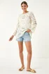 Roman Ivory Longline Crochet Knit Tunic - S Image 2