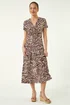 Roman Chocolate Petite Zebra Print Knot Midi Dress - 12 Image 2
