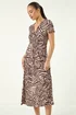 Roman Chocolate Petite Zebra Print Knot Midi Dress - 12 Image 4
