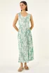 Roman Green Leaf Print Crinkle Midi Dress - 18 Image 2
