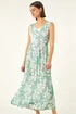 Roman Green Leaf Print Crinkle Midi Dress - 18 Image 1