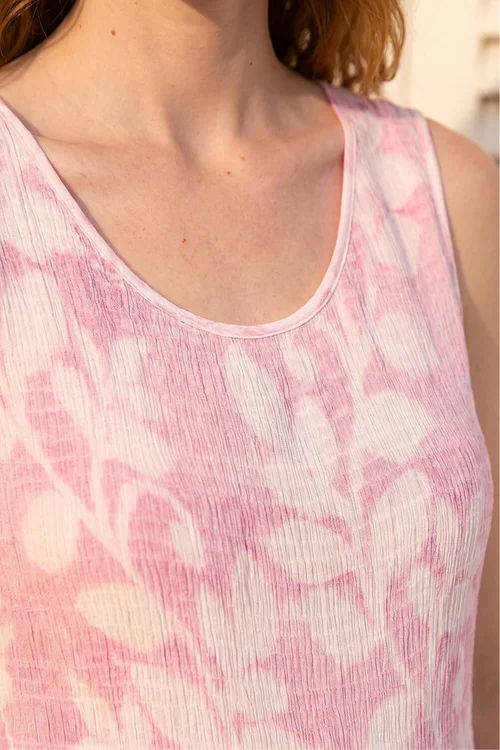 Roman Pink Leaf Print Crinkle Midi Dress - 18 Image 4