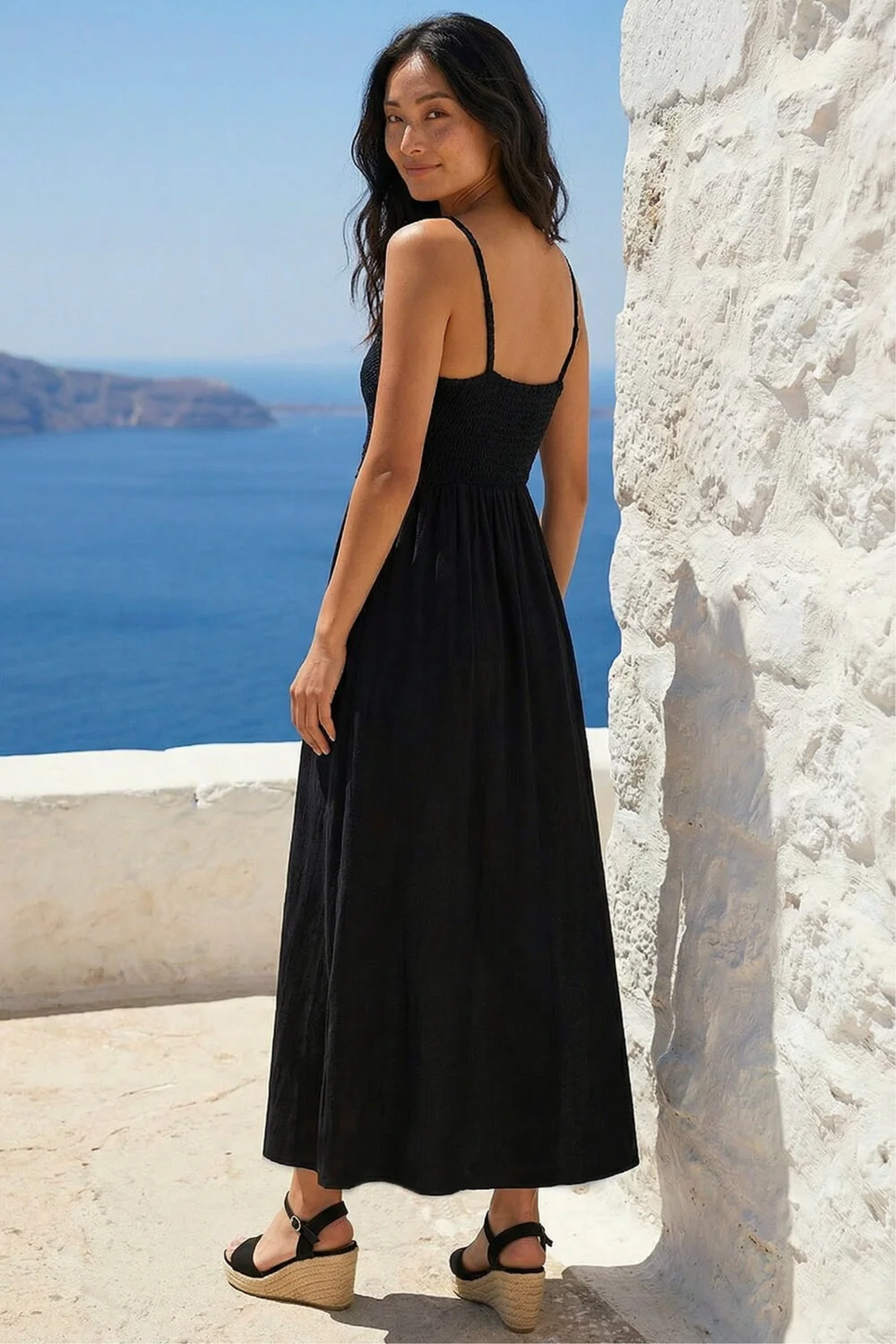 Roman Black Petite Crochet Trim Maxi Dress - 16 Image 3