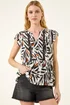 Roman Black Abstract Print Lace Tunic Top - 14 Image 1