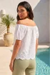 Roman Ivory Floral Embroidered Bardot Top - 10 Image 2