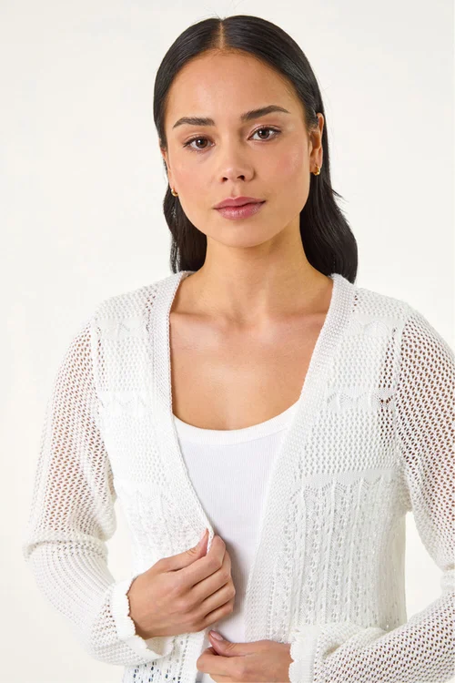 Roman Ivory Petite Pointelle Knit Cardigan - 16 Image 4