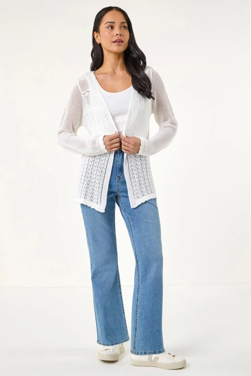 Roman Ivory Petite Pointelle Knit Cardigan - 16 Image 2