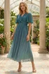 Roman Teal Ombre Plisse Midi Dress - 12 Image 1