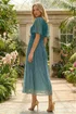 Roman Teal Ombre Plisse Midi Dress - 12 Image 3