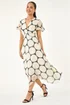 Roman Black Petite Spot Print Twist Front Dress - 14 Image 1