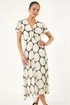 Roman Black Petite Spot Print Twist Front Dress - 14 Image 2