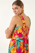 Roman Fuchsia Floral Print Shirred Back Midi Dress - 18 Image 4