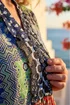Roman Blue Patchwork Print V-Neck Tiered Dress - 18 Image 4