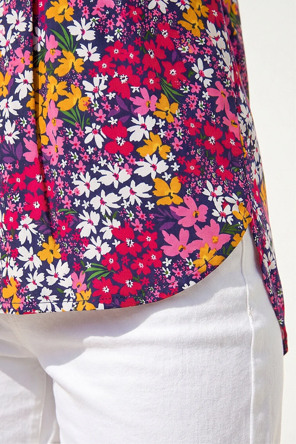 Roman Fuchsia Floral Print Stretch Shirt - 14 Image 4