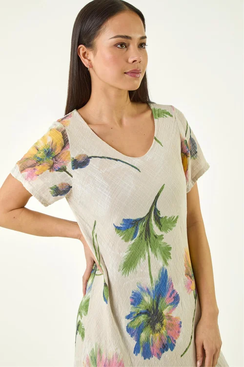 Roman Stone Petite Floral Print Layered Hem Dress - S Image 4