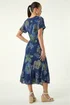 Roman Navy Petite Abstract Print Layered Hem Dress - S Image 4