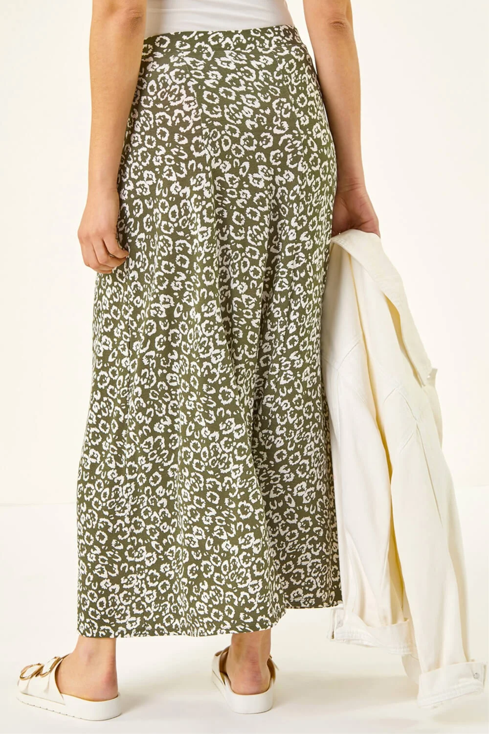 Roman Khaki Leopard Print Midi Skirt - 14 Image 3