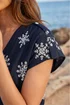 Roman Navy Embroidered V-Neck Pleat Top - 18 Image 4