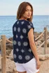 Roman Navy Embroidered V-Neck Pleat Top - 18 Image 3