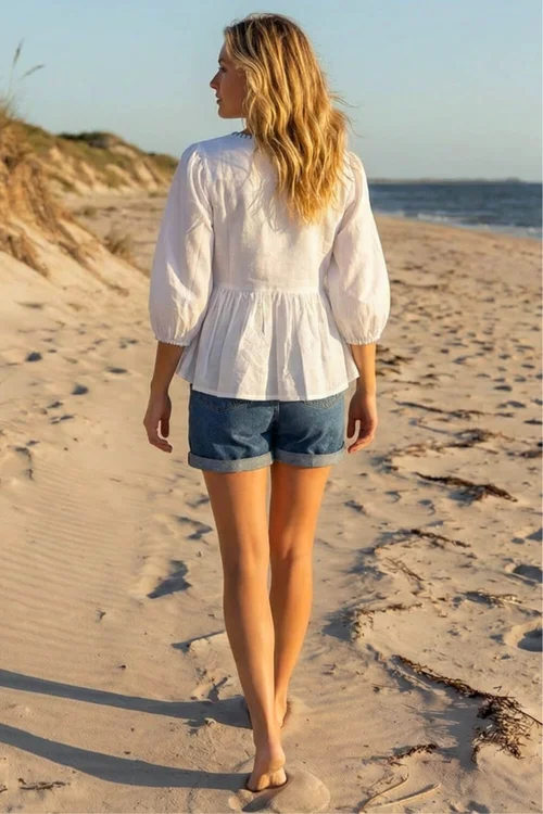 Dusk Ivory Tassel Tie Front Blouse - 14 Image 3