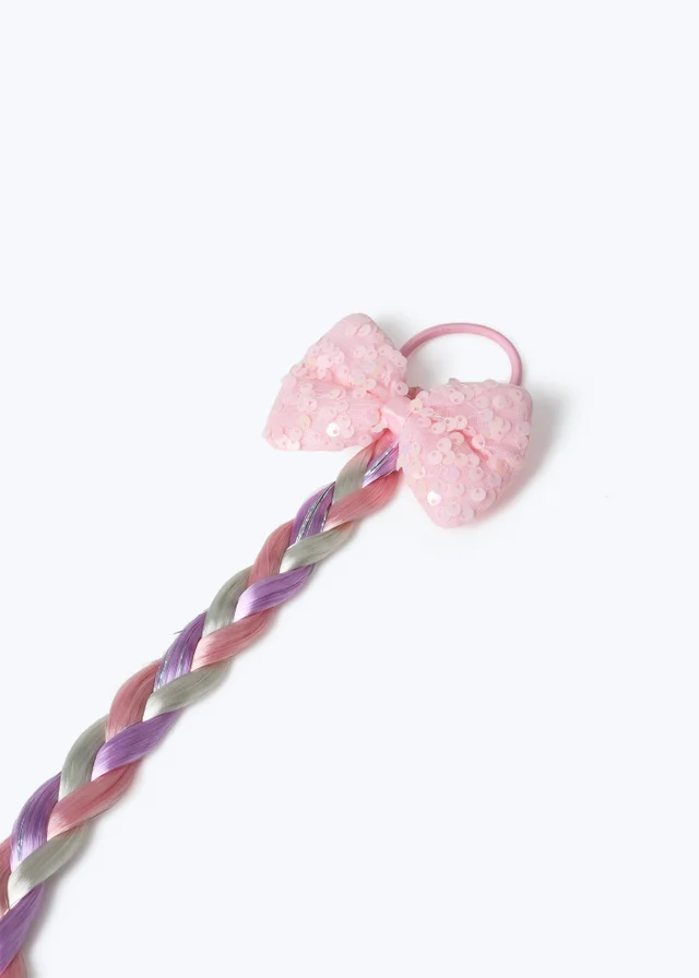Flitzy Pink Sequin Fake Plait Bobble