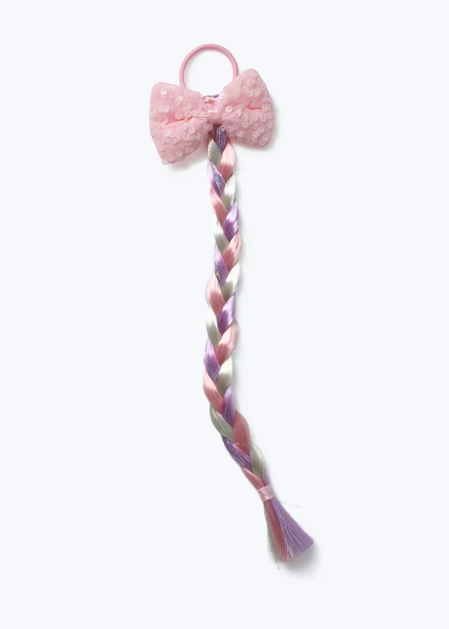 Flitzy Pink Sequin Fake Plait Bobble