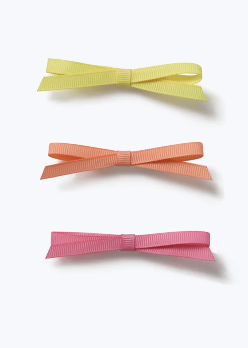 Muse 3 Pack Multi Colour Bow Hair Clips - One Size Image 1