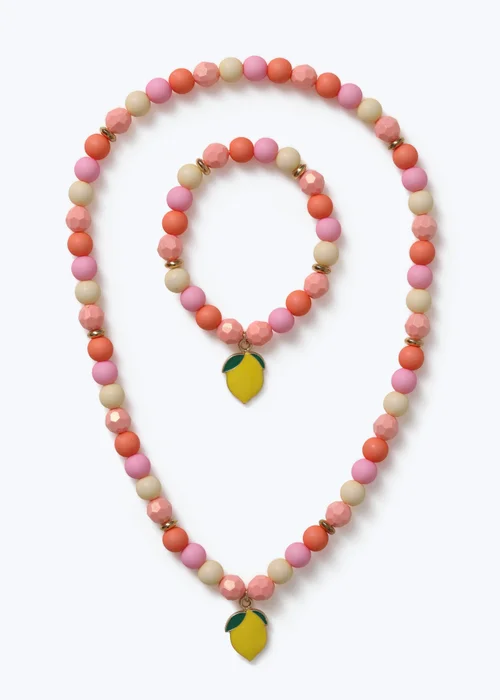 Muse Pink Lemon Beaded Jewellery Set - One Size Image 1