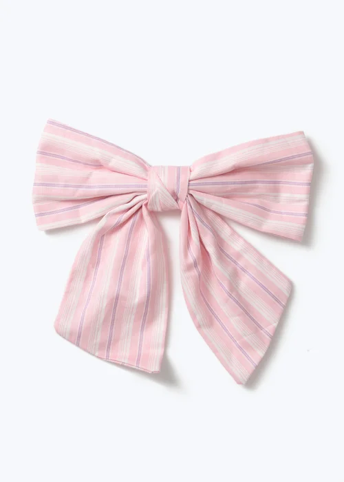 Muse Pink Stripe Bow Clip - One Size Image 1
