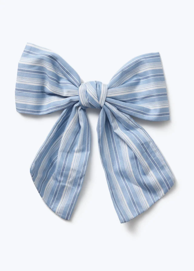Muse Blue Stripe Bow Clip