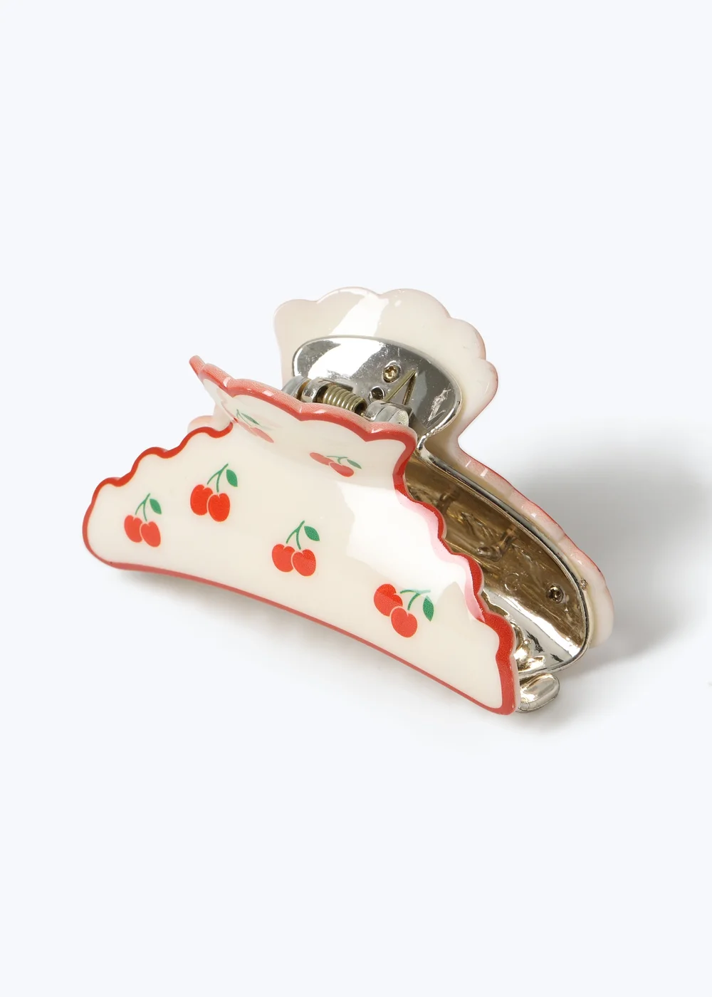 Muse Red Cherry Scalloped Edge Claw Hair Clamp - One Size Image 2