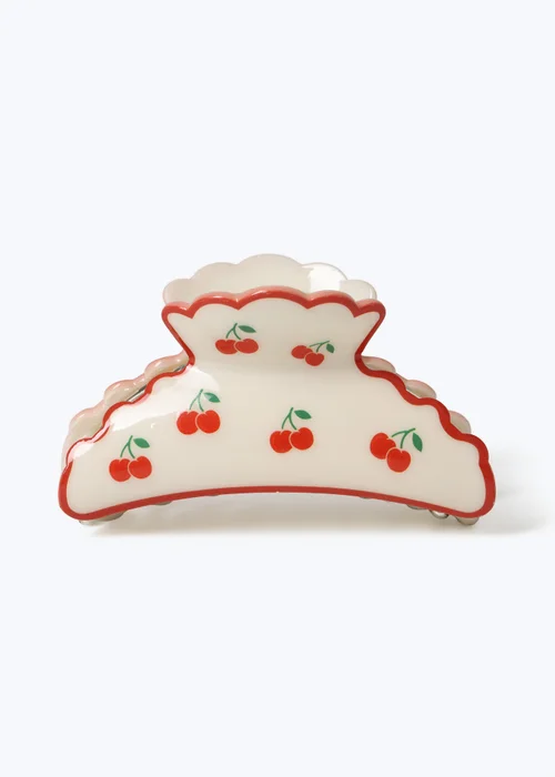 Muse Red Cherry Scalloped Edge Claw Hair Clamp - One Size Image 1