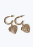 Muse Gold Heart Drop Hoop Earrings Gold - One Size Image 1