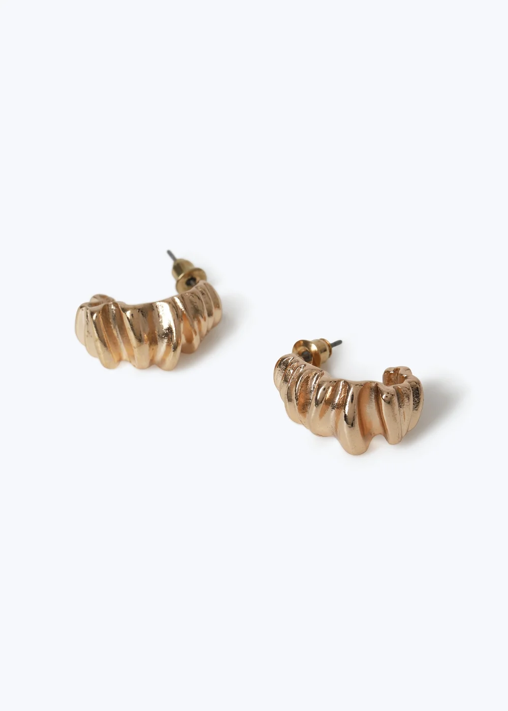 Muse Gold Crinkle Mini Hoops Gold - One Size Image 1