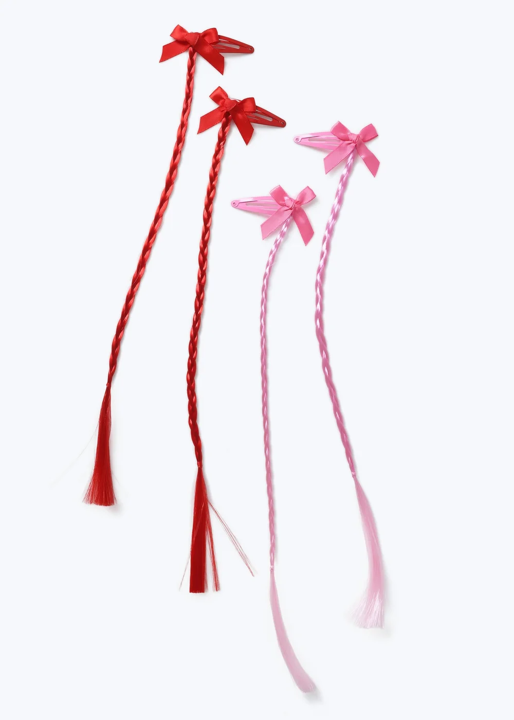 Flitzy 4 Pack Red and Pink Fake Hair Clips - One Size Image 2
