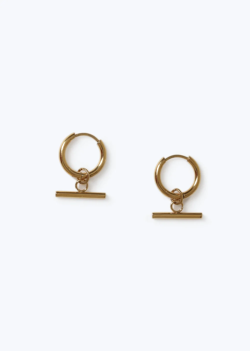 Muse Stainless Steel T Bar Hoop Earrings - One Size Image 1