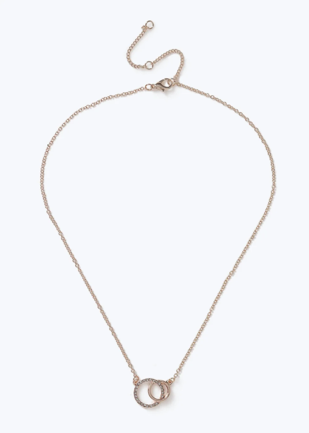 Muse Rose Gold Pave Double Circle Necklace - One Size Image 1