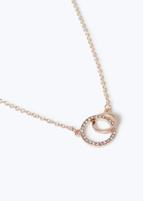 Muse Rose Gold Pave Double Circle Necklace - One Size Image 2