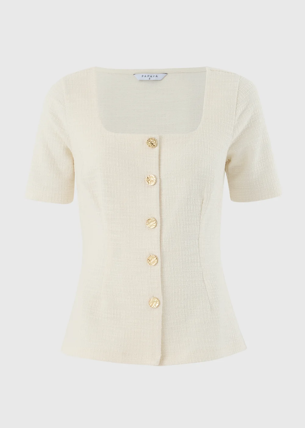 Cream Boucle Co Ord Square Neck Top - 10 Image 4