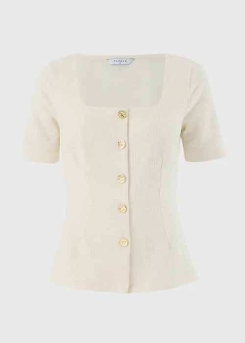 Cream Boucle Co Ord Square Neck Top - 10 Image 4