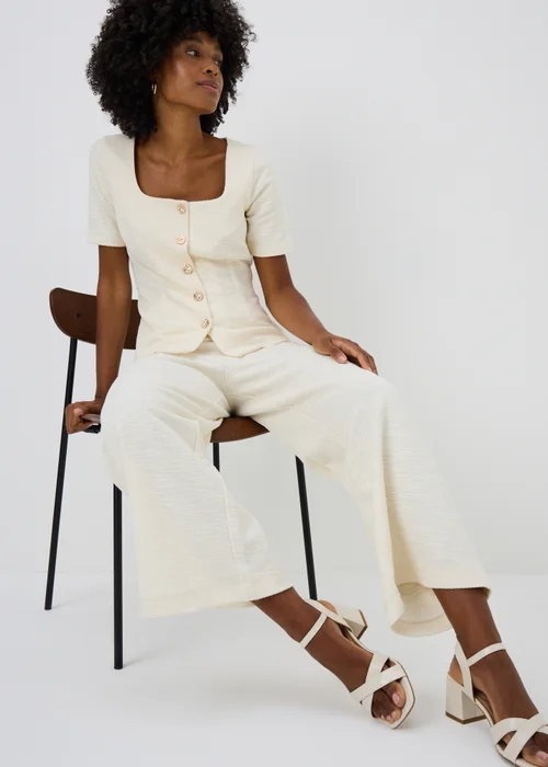 Cream Boucle Co Ord Square Neck Top - 10 Image 2