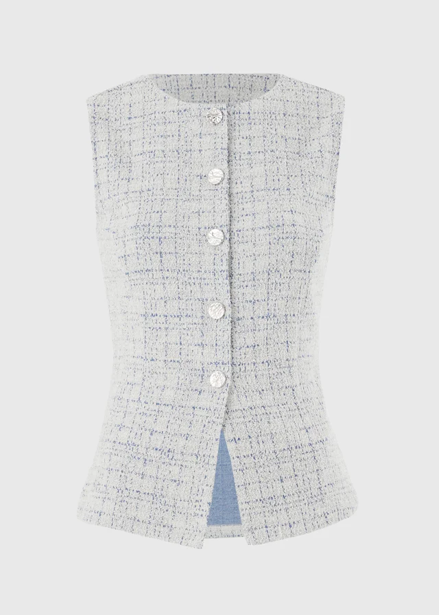 Blue Boucle Co Ord Waistcoat