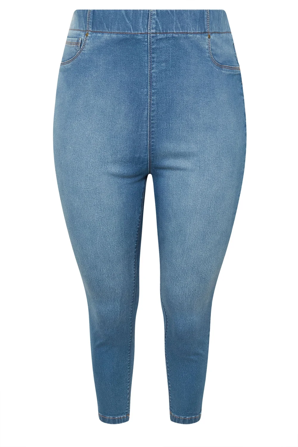 Yours Curve Mid Blue Cropped Stretch Jeggings - 22 Image 5
