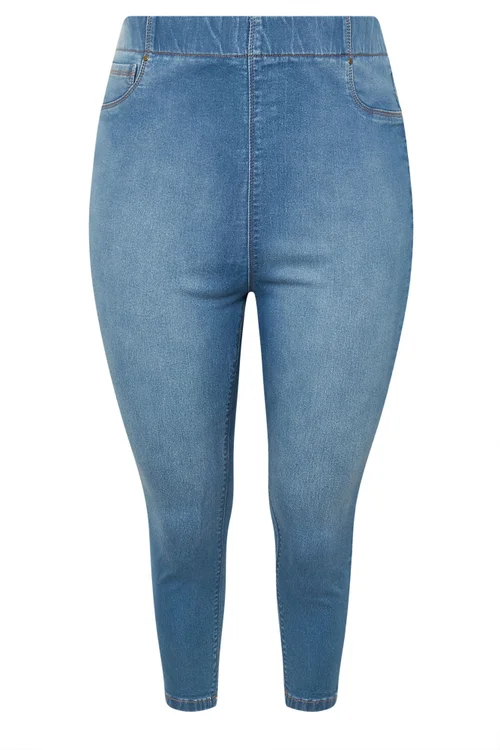 Yours Curve Mid Blue Cropped Stretch Jeggings - 22 Image 5