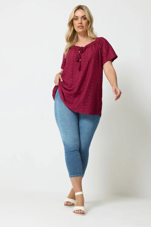 Yours Curve Mid Blue Cropped Stretch Jeggings - 22 Image 2