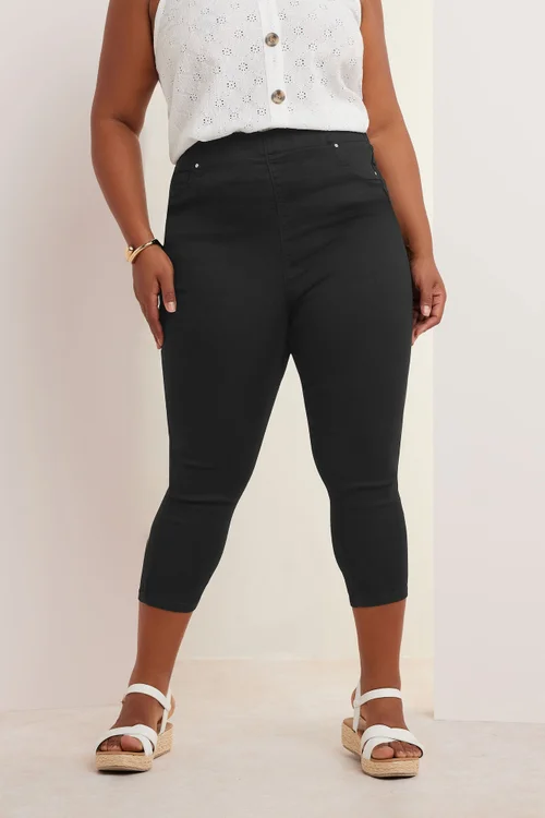 Yours Curve Black Cropped Stretch Jeggings - 24 Image 2