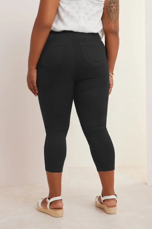 Yours Curve Black Cropped Stretch Jeggings - 24 Image 3