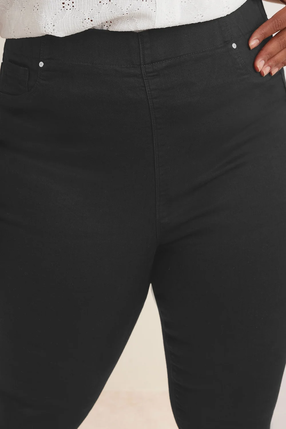 Yours Curve Black Cropped Stretch Jeggings - 24 Image 4